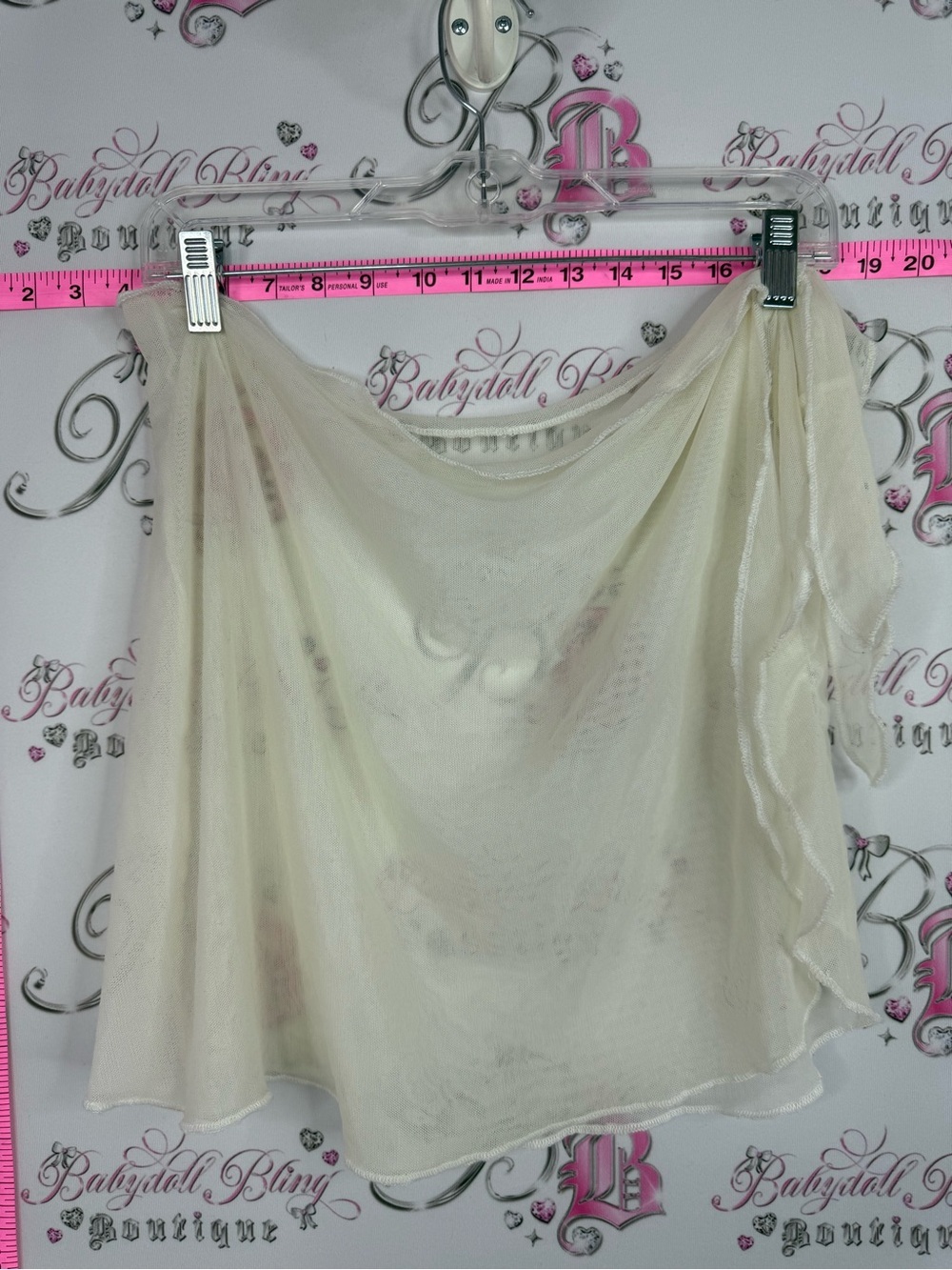 Mesh skirt coverup tie up wrap Sheer Ivory Overlay Skirt